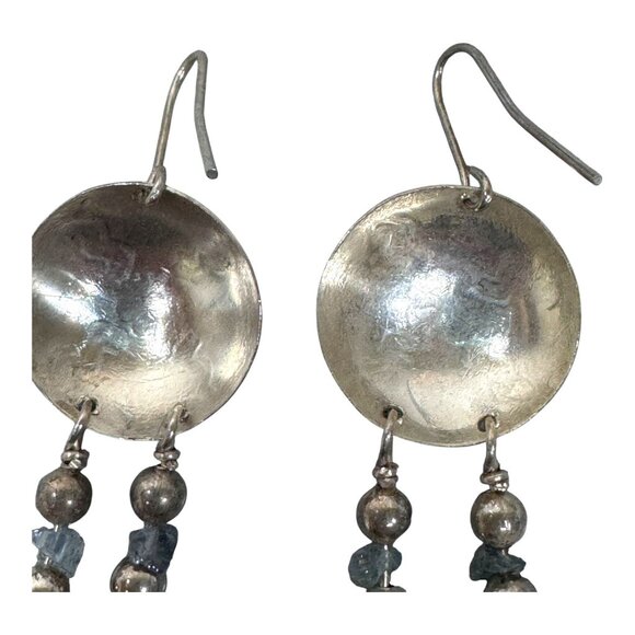 Vintage Southwest Silver Feather Dangle Earrings Engraved Design Quartz Crystal - Picture 8 of 8